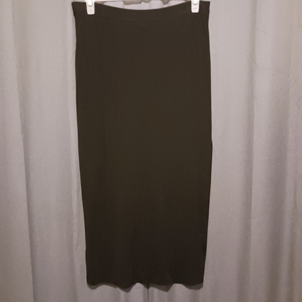 DKNY Black Pencil Skirt - Classic Career Midi Skirt spandex elastic waist Size L